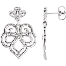 Load image into Gallery viewer, Sterling Silver 24.5x17.25 mm Decorative Dangle Earrings
