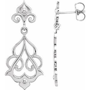 Sterling Silver Decorative Dangle Earrings