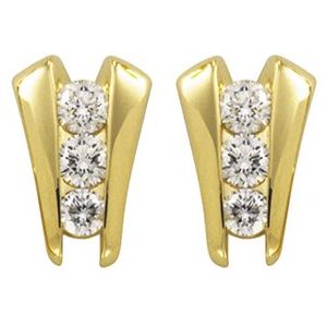 Diamond Round 3-Stone Earrings