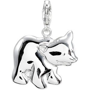 Sterling Silver 15x14.6 mm Bear Charm