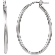 Load image into Gallery viewer, Sterling Silver 24x34 mm Oval Tube Hoop Earrings
