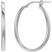 Load image into Gallery viewer, Sterling Silver 22x28 mm Oval Tube Hoop Earrings

