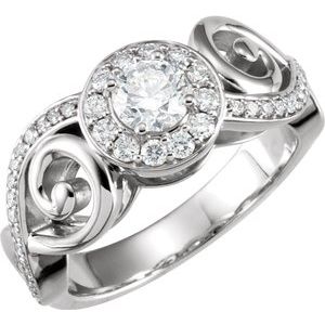 14K White 9/10 CTW Diamond Infinity-Inspired Engagement Ring