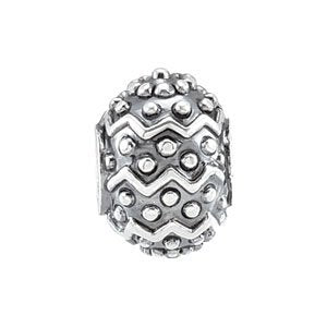 Sterling Silver 13x9.3 mm Granulated Easter Egg Bead Charm