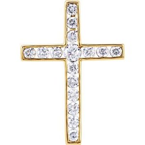 14K Yellow 1 3/8 CTW Diamond 32.4x23.6 mm Cross Pendant