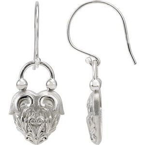 Sterling Silver Vintage-Style Heart Design Earrings