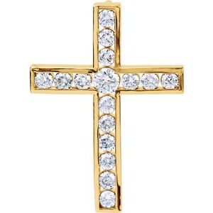 Pendentif croix en diamant jaune 14K 1 1/4 CTW 31,4x22,8 mm