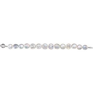 White Freshwater Cultured Coin Pearl Necklace or Bracelet