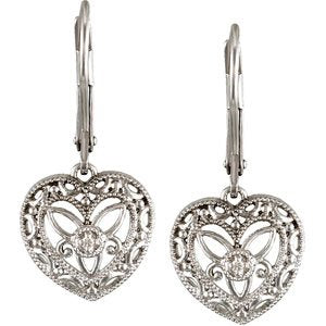 Sterling Silver .02 CTW Diamond Lever Back Earrings