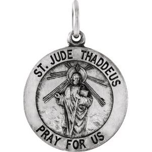 Sterling Silver 18 mm Round St. Jude Thaddeus Medal Only