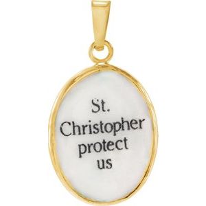 Hand Painted St. Christopher Porcelain Pendant