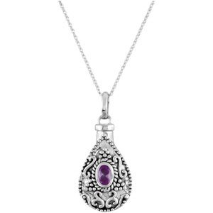 Sterling Silver 6x4 mm Pear June Ash Holder Birthstone 18" Necklace