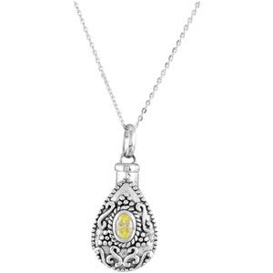 Sterling Silver 6x4 mm Pear August Ash Holder Birthstone 18