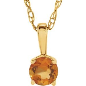 14K Yellow 3 mm Round November Imitation Citrine Youth Birthstone 14