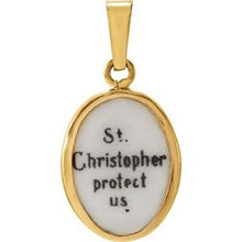 Load image into Gallery viewer, 14K Yellow 13x10 mm St. Christopher Hand-Painted Porcelain Medal
