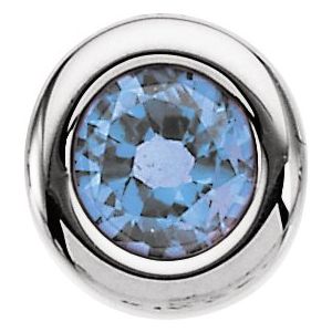 14K White 4 mm Round Imitation Aquamarine Birthstone Slide Pendant