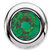 Load image into Gallery viewer, 14K White 4 mm Round Imitation Emerald Birthstone Slide Pendant
