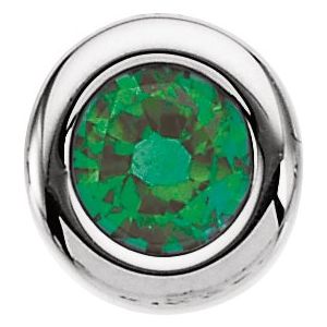 14K White 4 mm Round Imitation Emerald Birthstone Slide Pendant