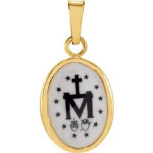 Load image into Gallery viewer, 14K Yellow 13x10 mm Oval Hand Painted Porcelain Miraculous Medal
