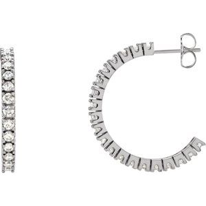 14K White 1 5/8 CTW Diamond Hoop Earrings