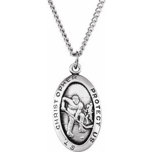 St. Christopher Hockey Medal Necklace  