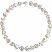 Load image into Gallery viewer, Sterling Silver White Freshwater Cultured Coin Pearl 18&quot; Necklace
