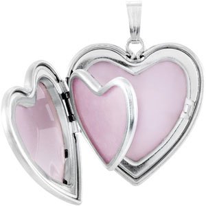 Sterling Silver 25.2x23.8 mm Mom Heart Locket with Enameled Flowers