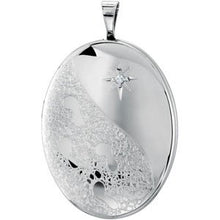 Load image into Gallery viewer, Sterling Silver 26.1x20.4 mm Oval Locket with Footprints
