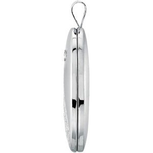 Sterling Silver 26.1x20.4 mm Oval Locket with Footprints