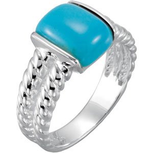 Sterling Silver Chinese Turquoise Ring Size 7
