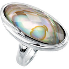Charger l'image dans la galerie, Abalone Doublet with Checkerboard White Quartz Top Ring
