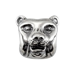 Sterling Silver 11.85x11.5 mm Tiger Slider Bead