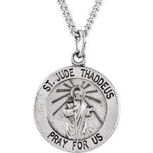 Load image into Gallery viewer, Sterling Silver 15 mm Round St. Jude Thaddeus Medal 18&quot; Necklace
