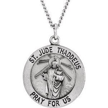 Load image into Gallery viewer, Sterling Silver 18 mm Round St. Jude Thaddeus Medal 18&quot; Necklace
