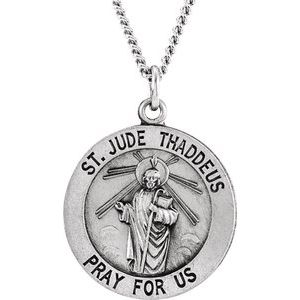 Sterling Silver 18 mm Round St. Jude Thaddeus Medal 18