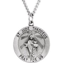 Charger l&#39;image dans la galerie, Sterling Silver 22 mm Round St. Jude Thaddeus Medal 24&quot; Necklace
