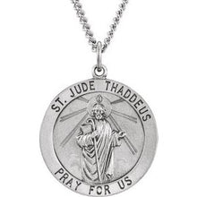 Charger l&#39;image dans la galerie, Sterling Silver 25 mm Round St. Jude Thaddeus Medal 24&quot; Necklace
