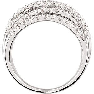 14K White 1 1/2 CTW Diamond Criss-Cross Ring Size 10.5