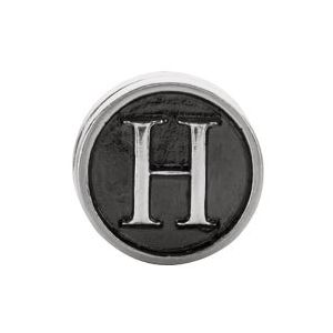 Sterling Silver 10.6 mm Letter 
"H" Alpha Cylinder Bead