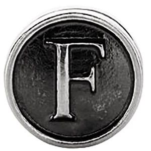 Sterling Silver 10.6 mm Letter 
"F" Alpha Cylinder Bead