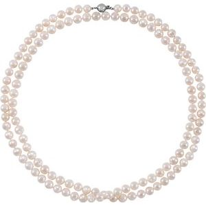 Sterling Silver 8-9 mm Freshwater Cultured Pearl 42" Strand