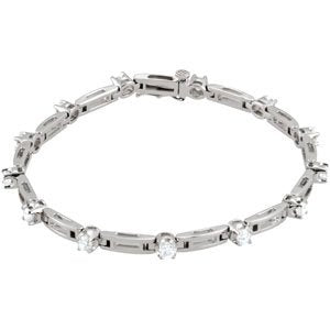 14K White 3/4 CTW Diamond Line 7.25" Bracelet