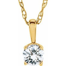 Charger l&#39;image dans la galerie, 14K Yellow 3 mm Round September Genuine White Sapphire Youth Birthstone 14&quot; Necklace
