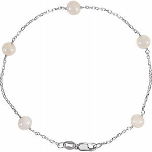 Sterling Silver Freshwater Cultured Pearl Station 7.5