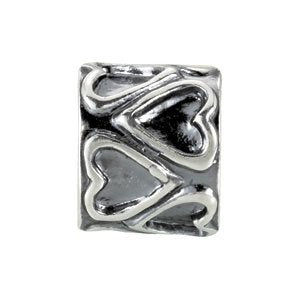 Sterling Silver 9.4x8.15 mm Bead with Hearts