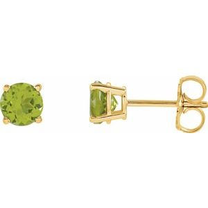 14K Yellow 5 mm Round Peridot Earrings