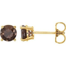Load image into Gallery viewer, 14K Yellow 5 mm Round Smoky Quartz Earrings
