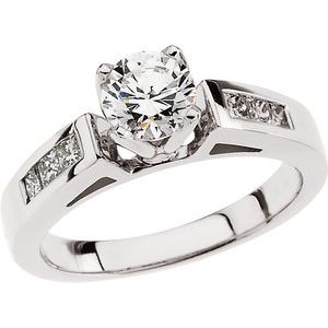 14K White 1 3/8 CTW Diamond Engagement Ring