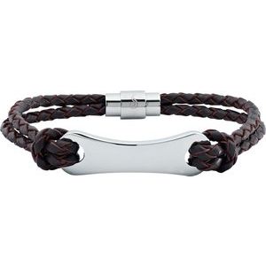 Black Leather & Stainless Steel 8" Bracelet