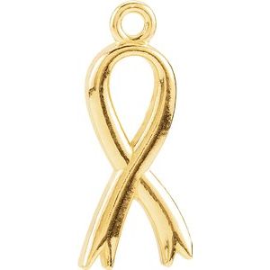 14K Yellow Breast Cancer Awareness Ribbon Charm